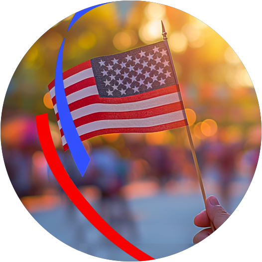 Hand holding american flag